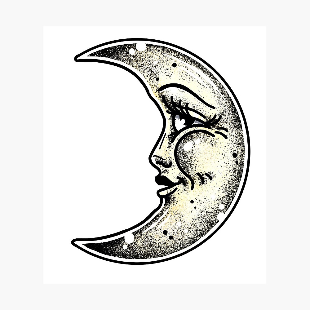 Happy Crescent Moon Tattoo Flash Happy Crescent Moon Tattoo Flash