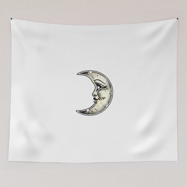 Item preview, Happy Crescent Moon Tattoo Flash designed and sold by Ella Mobbs.