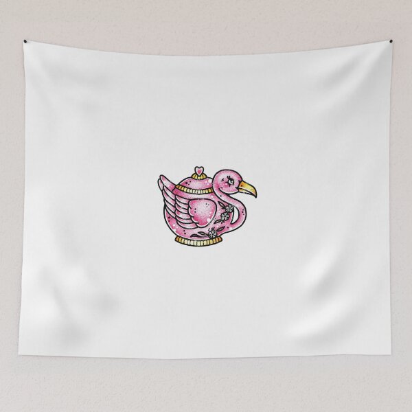 Item preview, Flamingo Teapot Tattoo Flash designed and sold by Ella Mobbs.