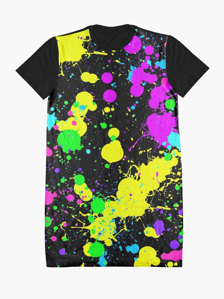 Alternate view of Neon Paint Splatter Graphic T-Shirt Dress