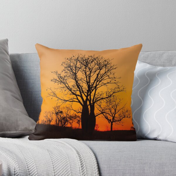 Boab trees at sunset in the Kimberley, Western Australia Throw Pillow