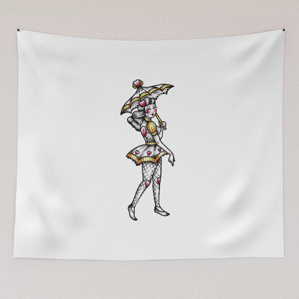 Item preview, Queen of Hearts Lady Traditional Tattoo Flash designed and sold by Ella Mobbs.