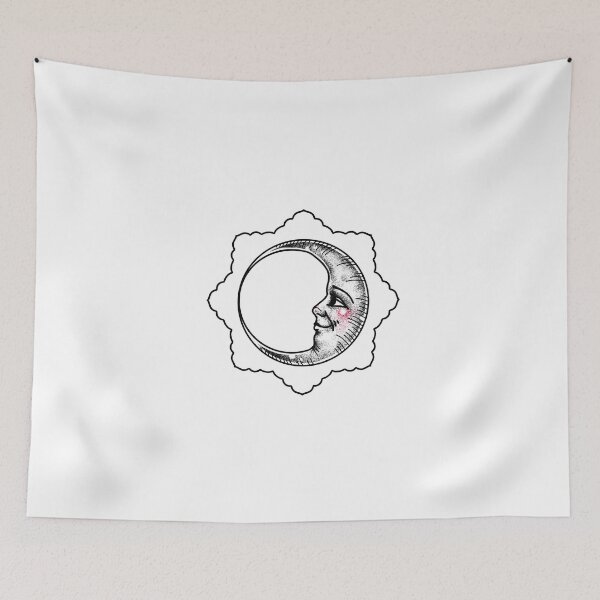 Item preview, Doily Crescent Moon Face Traditional Tattoo Flash designed and sold by Ella Mobbs.