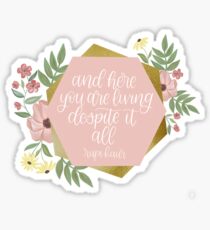 Rupi Kaur Quote Light Pink Hexagonal Floral Design Sticker