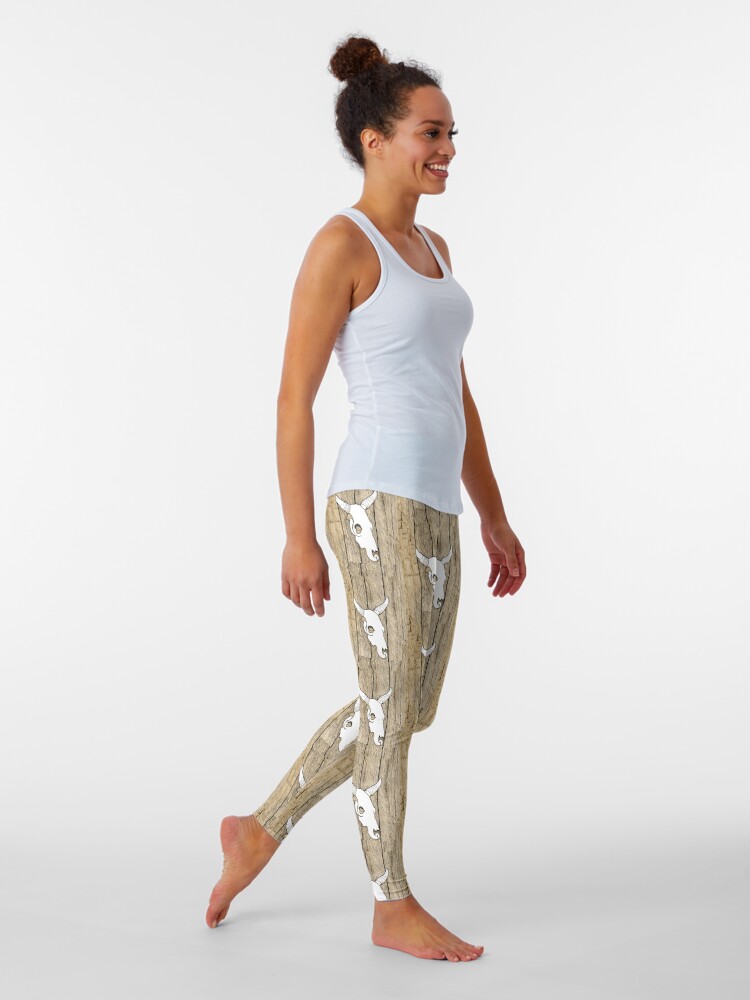 Alternate view of Cow Skull hanging on the barn Leggings