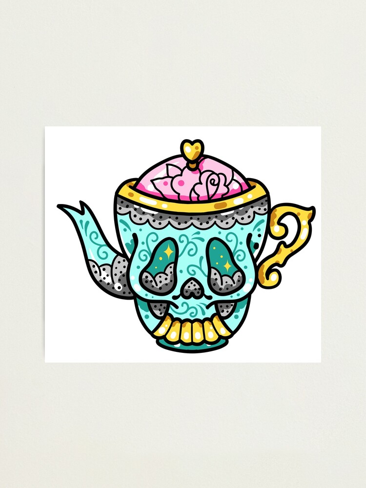 Skeleton Teapot Traditional Tattoo Flash Skeleton Teapot Traditional Tattoo Flash