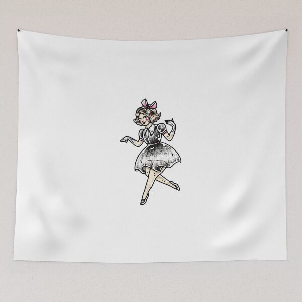 Item preview, Dancing Woodland Girl Traditional Tattoo Flash designed and sold by Ella Mobbs.