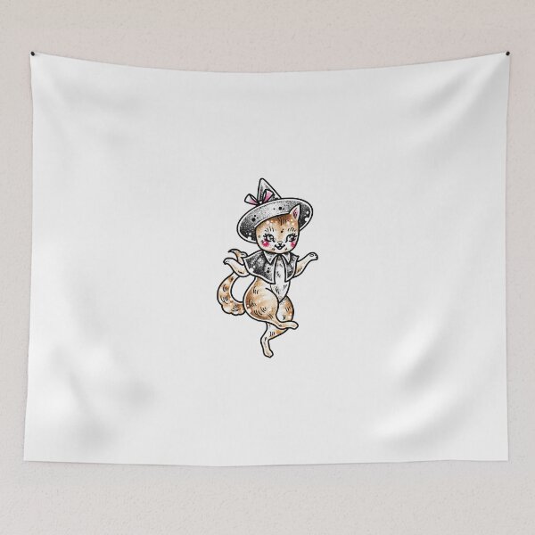 Item preview, Dancing Woodland Halloween Cat Traditional Tattoo Flash designed and sold by Ella Mobbs.