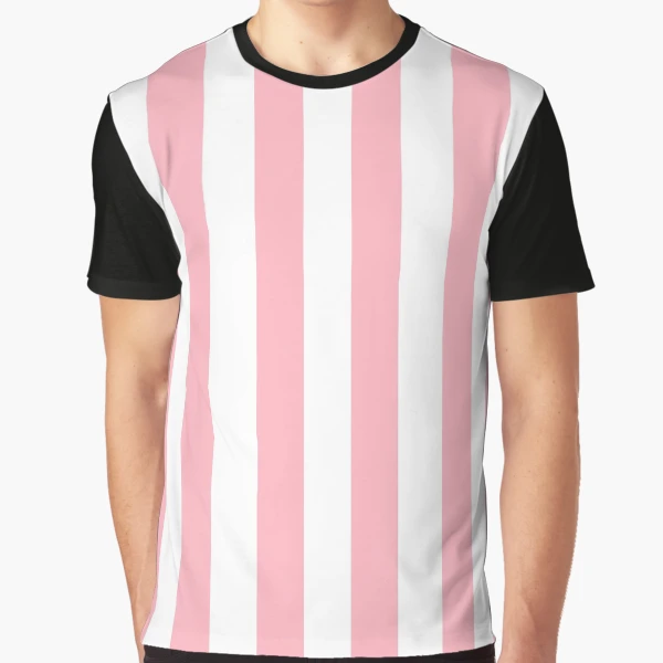 pink and white vertical striped shirt