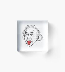 Bloque acrílico Ilustraciones de Albert Einstein Con su famosa foto que muestra la lengua, camisetas, impresiones, pósters, bolsos