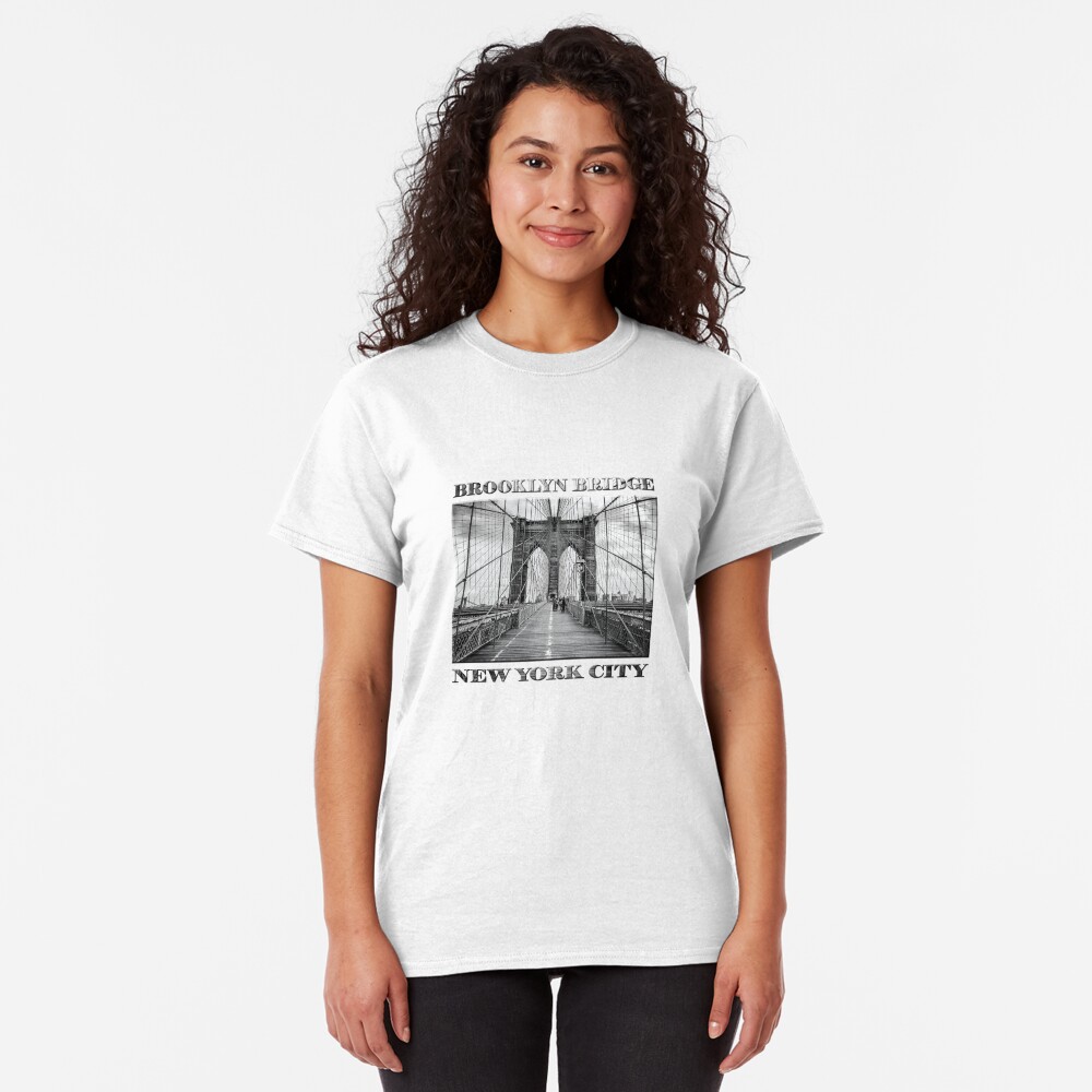 Brooklyn Bridge, New York City (rustic black & white) Classic T-Shirt