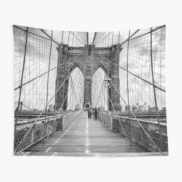 Brooklyn Bridge, New York City (rustic black & white) Tapestry