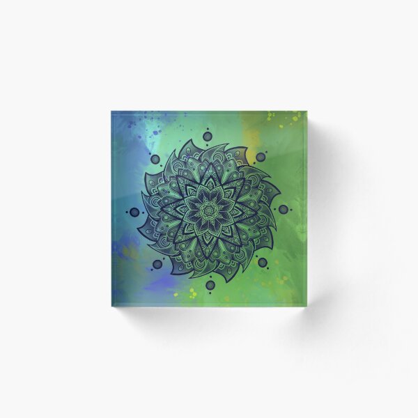Green mandela Acrylic Block
