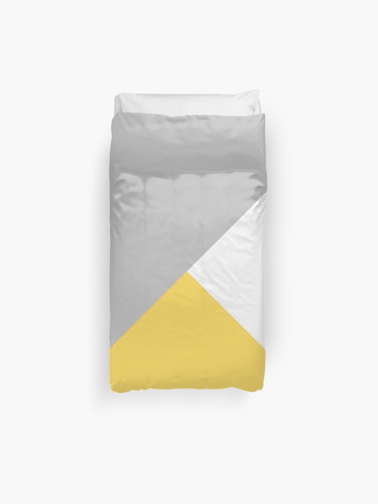 Tricolor Silver Gray Mustard Yellow And White Duvet Cover By