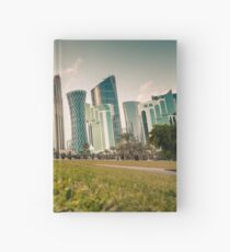 Doha skyline and sunset Hardcover Journal