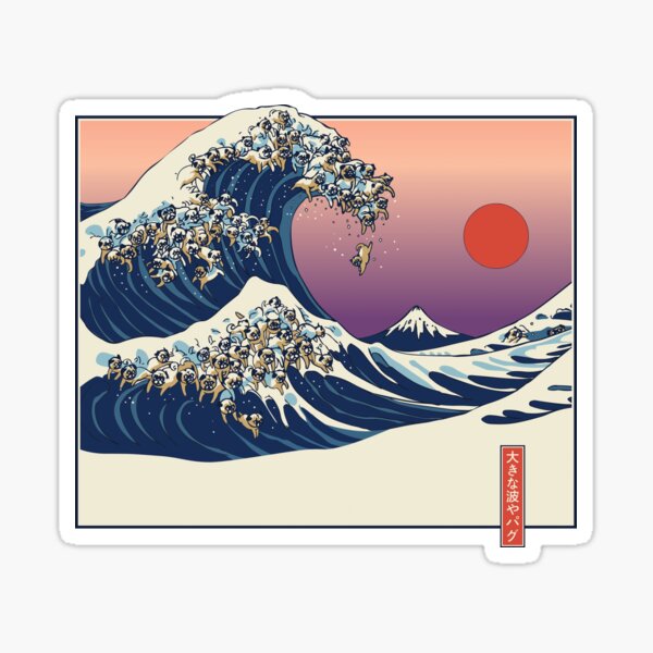 The Great Wave of Pug Sticker