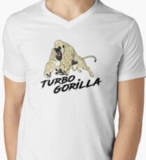 Der Turbo-Gorilla - Mit dem Rennwagen T-Shirt mit V-Ausschnitt für Männer
