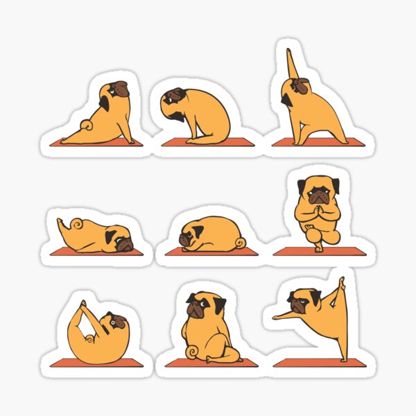 Yoga pug Pegatina