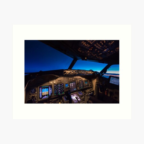 Boeing 737 Cockpit at sunrise Art Print