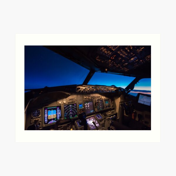 Boeing 737 Cockpit at sunrise Art Print