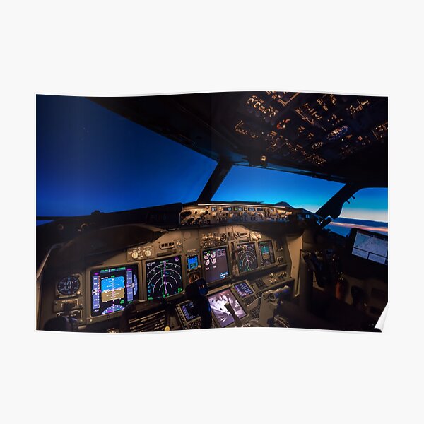 Boeing 737 Cockpit at sunrise Poster