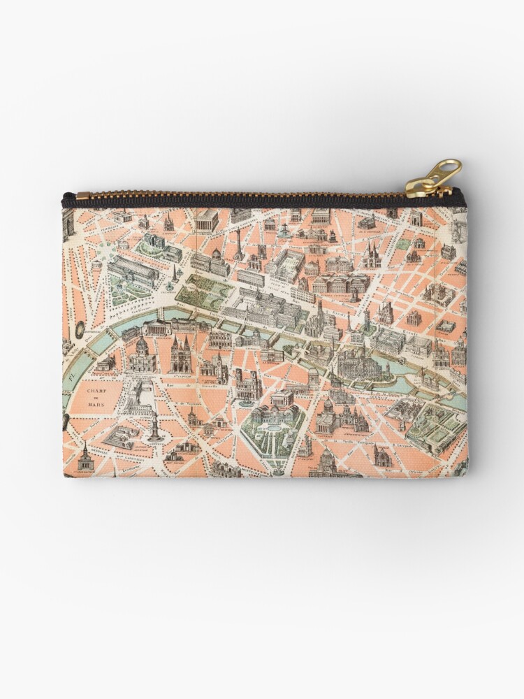 Thumbnail 1 of 4, Zipper Pouch, Vintage Paris Map designed and sold by kapotka.