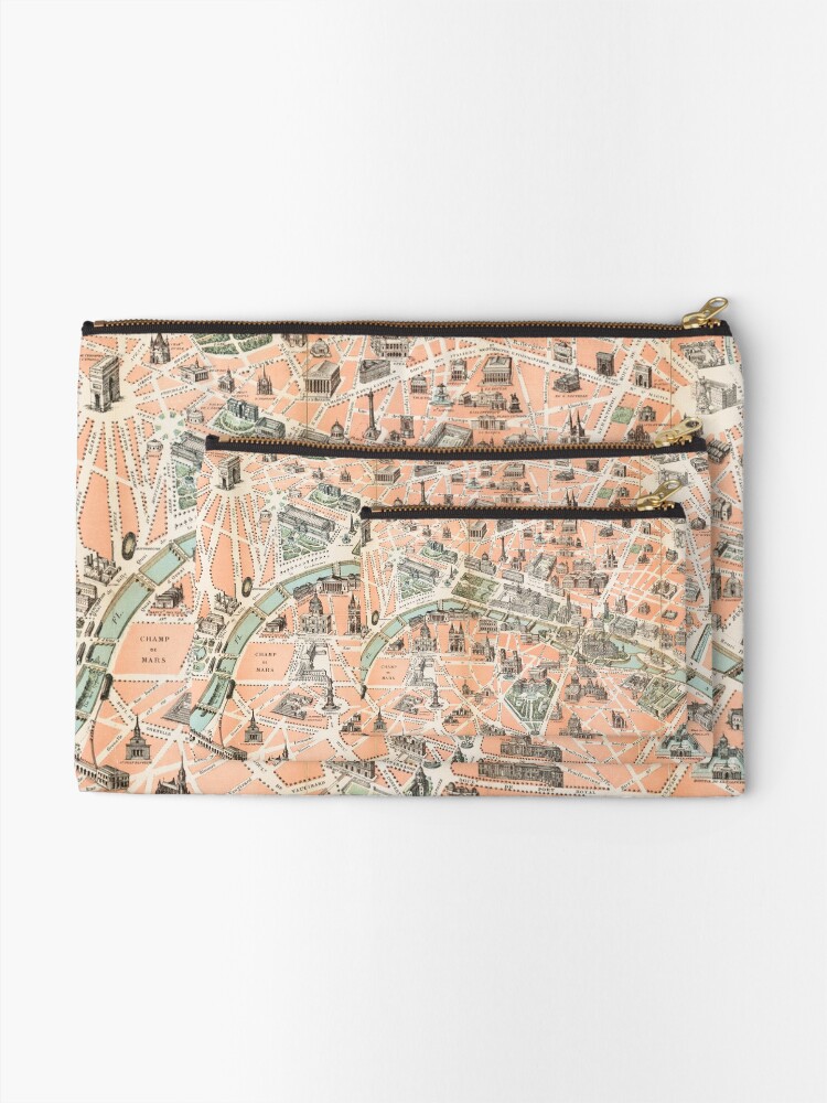 Thumbnail 2 of 4, Zipper Pouch, Vintage Paris Map designed and sold by kapotka.