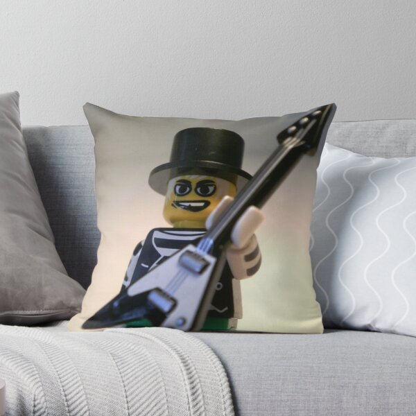 Guitarist Custom Minifigure with Guitar Throw Pillow