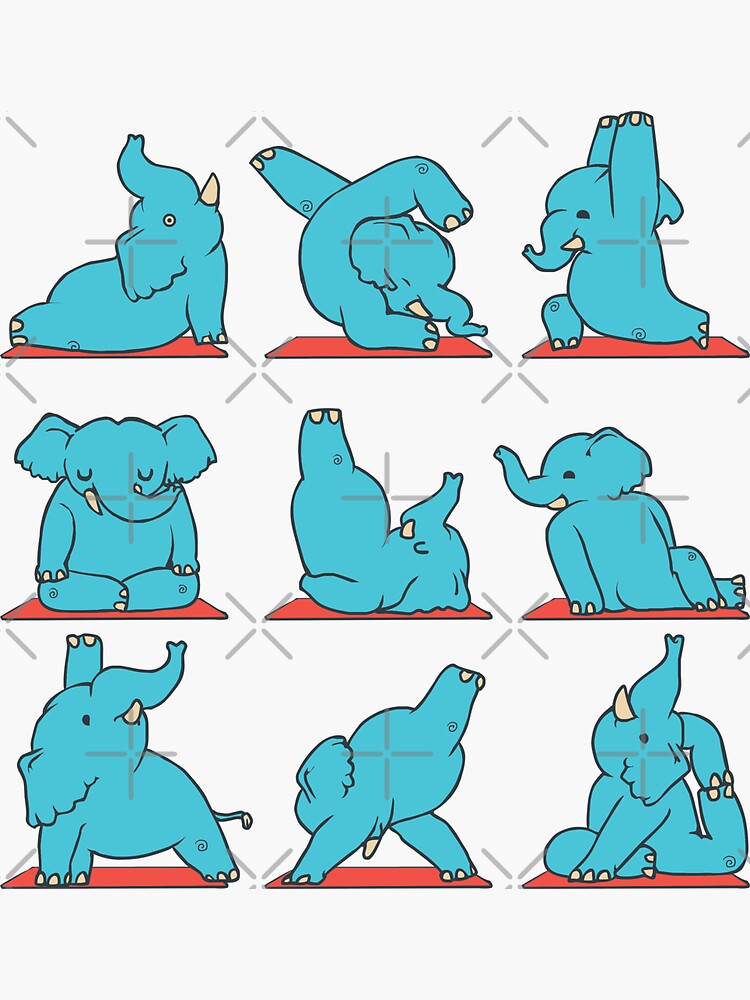 "Elephant Yoga" Sticker for Sale by Huebucket Redbubble