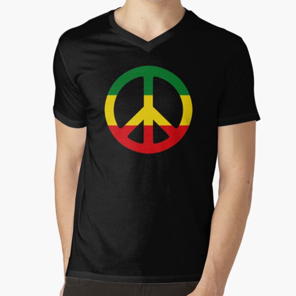 Peace - Rasta colours V-Neck T-Shirt