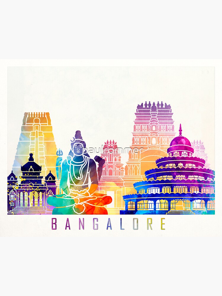 "Bangalore landmarks watercolor poster" Sticker by paulrommer Redbubble