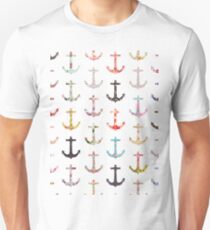 Vintage retro sailor girly floral nautical anchors Unisex T-Shirt