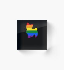 Doggy Mom Yorkie Yorkshire Terrier Rainbow LGBT Flag Acrylic Block