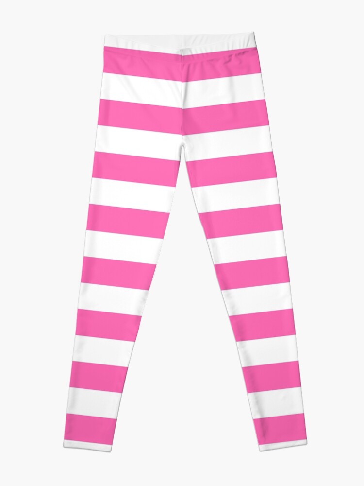 Hot Pink and White Horizontal Stripes Leggings for Sale by