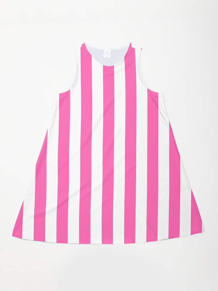Hot Pink And White Vertical Stripes Geometric A-Line Dress Hot Pink And White Vertical Stripes Geometric A-Line Dress