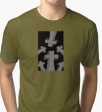 Spooky Scary Graveyard Headstones Tri-blend T-Shirt