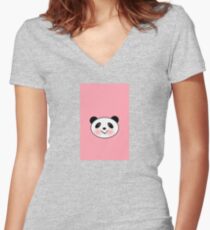 Panda Pinky Women's Fitted V-Neck T-Shirt