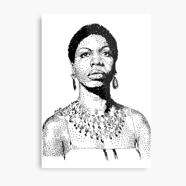 Nina Simone Portrait Famous Jazz Musician Metal Print