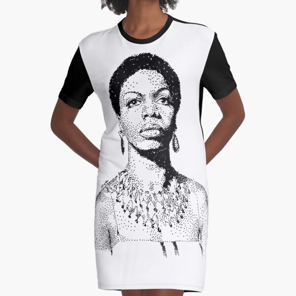 Nina Simone Portrait Famous Jazz Musician Graphic T-Shirt Dress