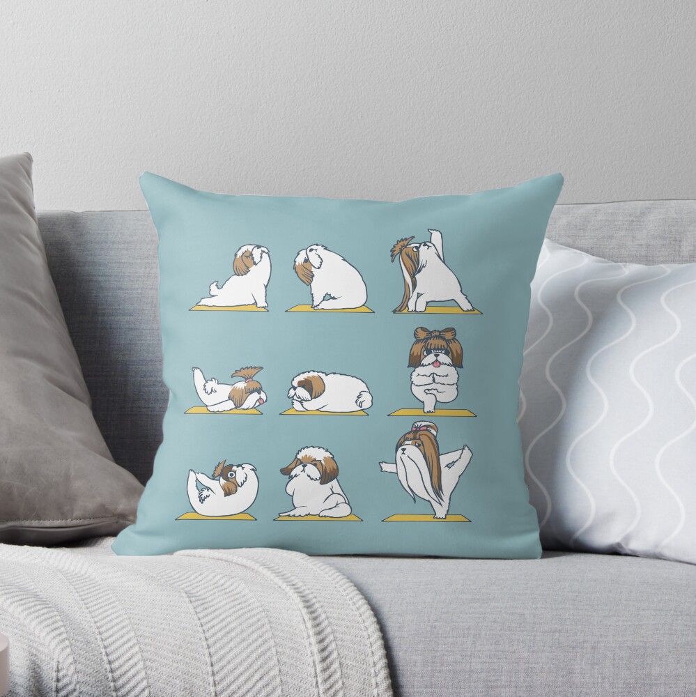 Shih Tzu Yoga Throw Pillow