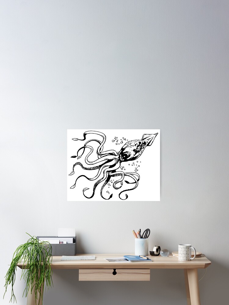 Thumbnail 2 of 3, Poster, Giant squid designed and sold by nomoregravity.