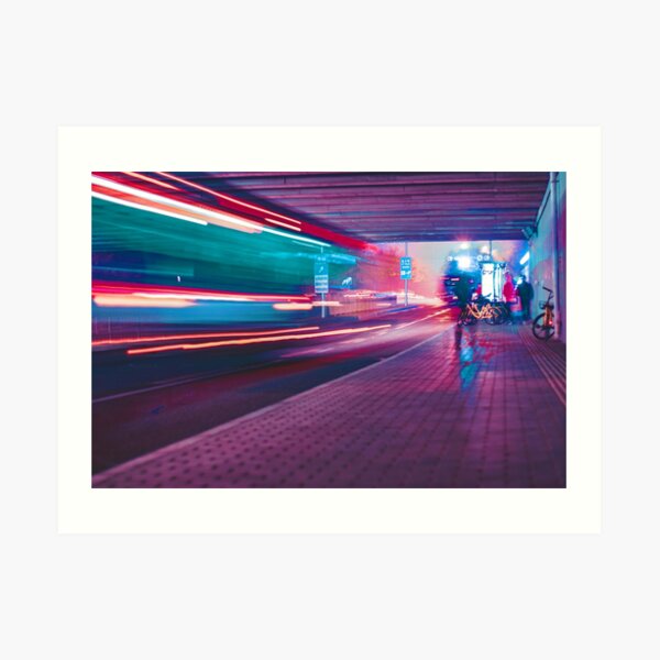 Cyberpunk Train Station Pink Art Print