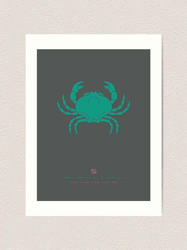 Alternate view of Cancer Zodiac / Crab Star Sign Poster Art Print