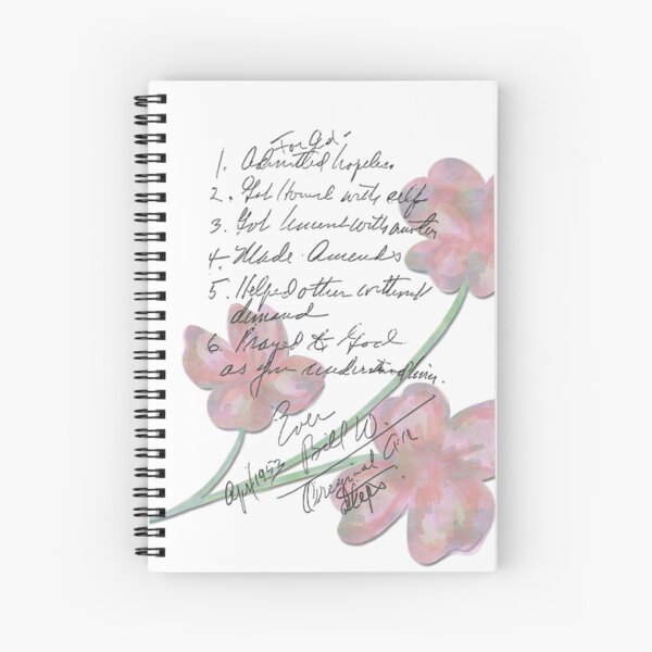Original 6 Steps of A.A. Rose Background Spiral Notebook
