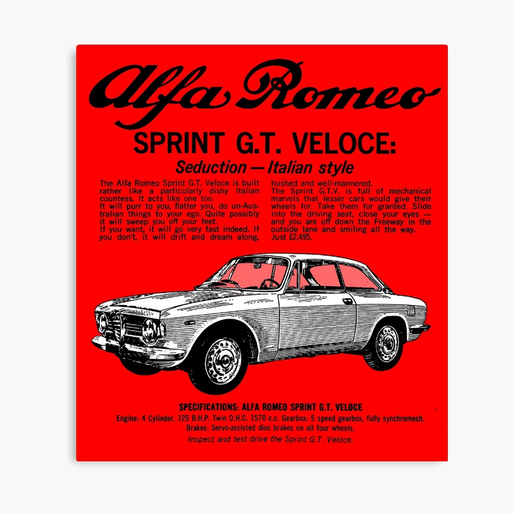 Alfa Romeo Gtv Sprint Gt Veloce Canvas Print By Throwbackmotors Redbubble