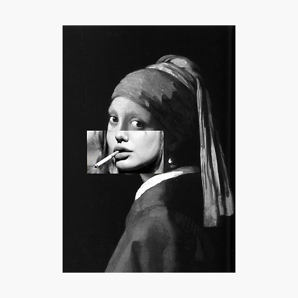 Girl with a pearl earring black and on sale white