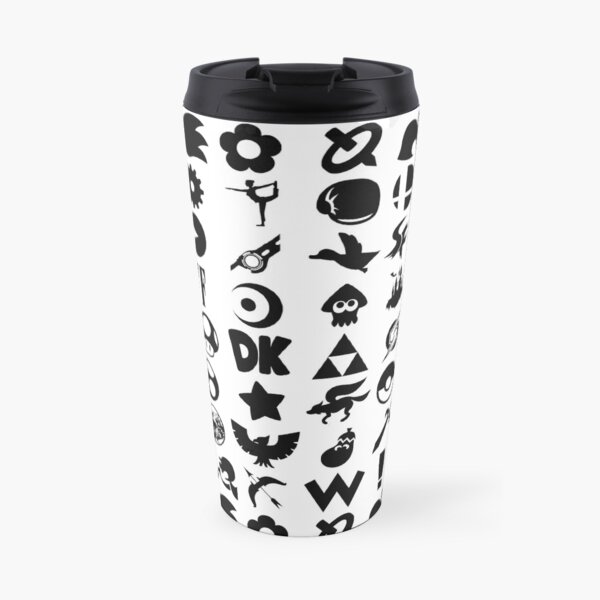 Super Smash Bros. Ultimate Series Logos | Black Icons Travel Mug