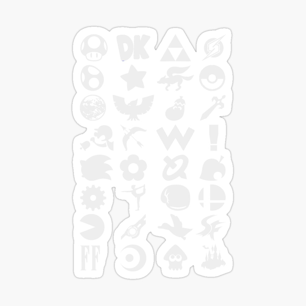super smash bros ultimate series logos white icons photographic print by surik redbubble
