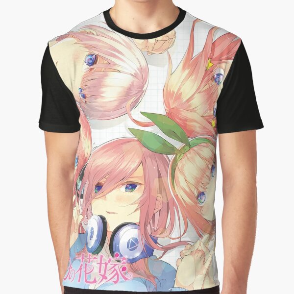 5-toubun no Hanayome Miku Nakano Full Color T-Shirt Black Tee BT0093