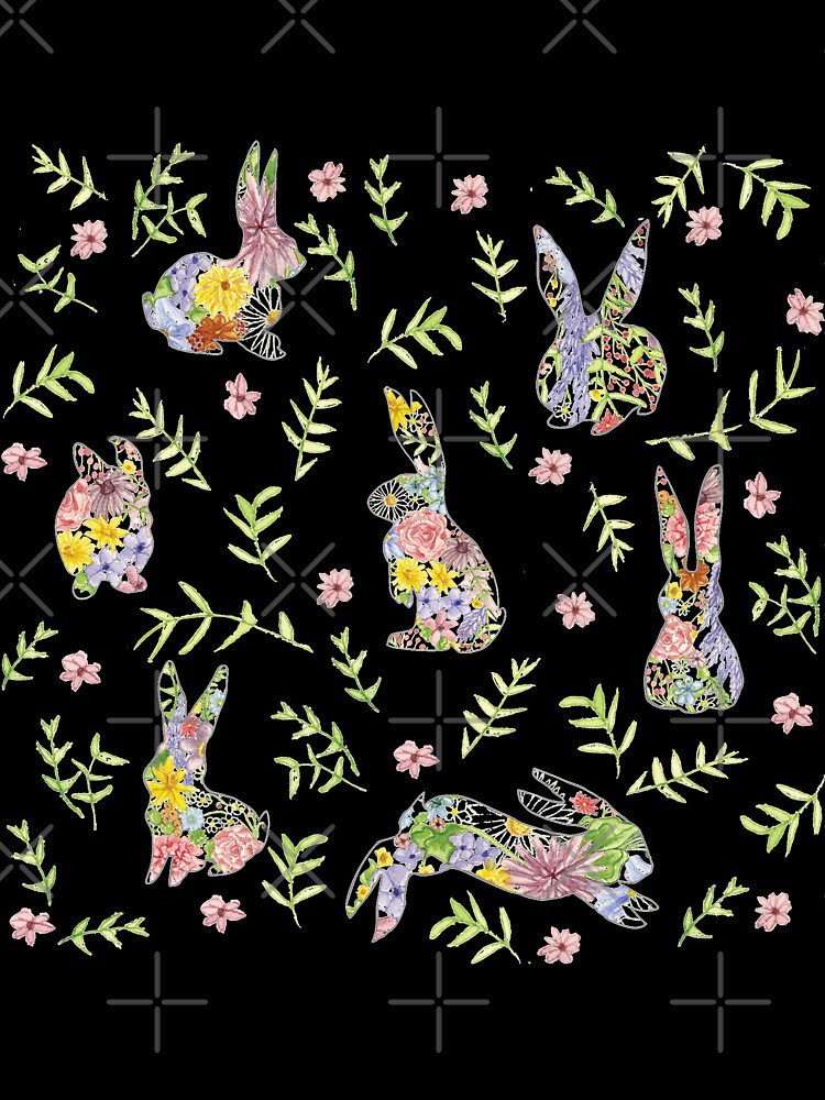 Thumbnail 7 of 7, Oversized T-Shirt, Spring into Spring :: Hopping Watercolor Bunnies In Meadow designed and sold by tinaschofield.